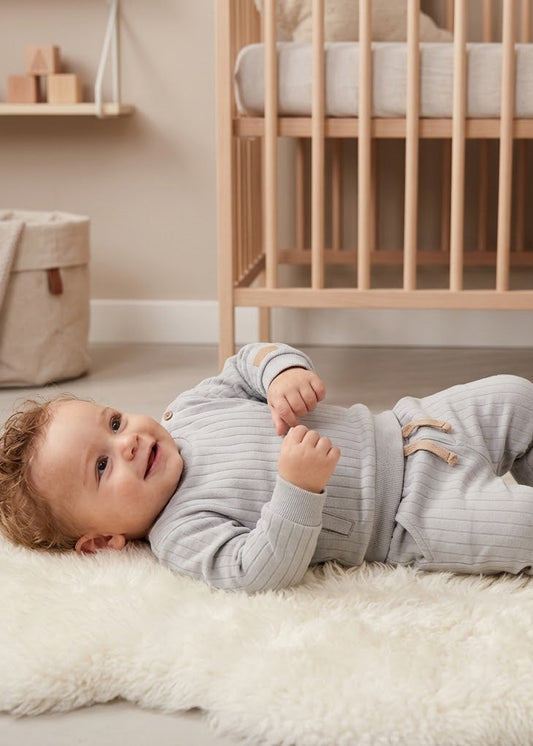 Dirkje 2-Delige Baby Set Lichtblauw – Rib Sweater & Broek