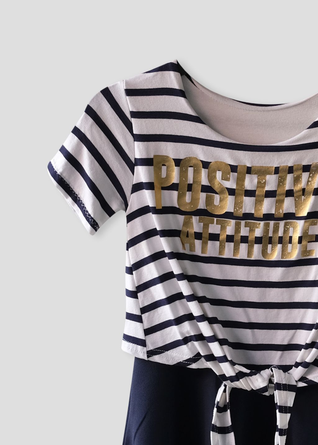 Gestreepte Jurk Met Gouden Print