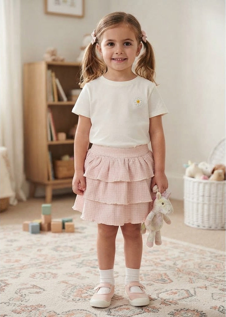 Frogs And Dogs Ruffle Skirt Dogtooth