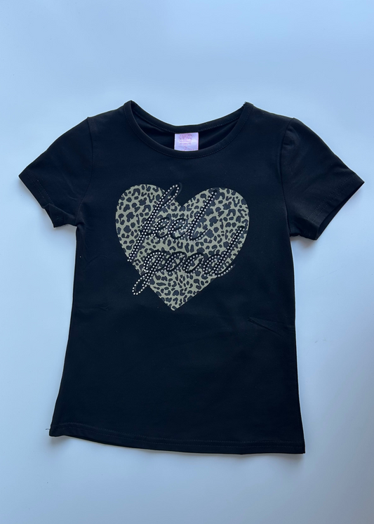 Leuk Zwart T-Shirt Met Panterprint Hart
