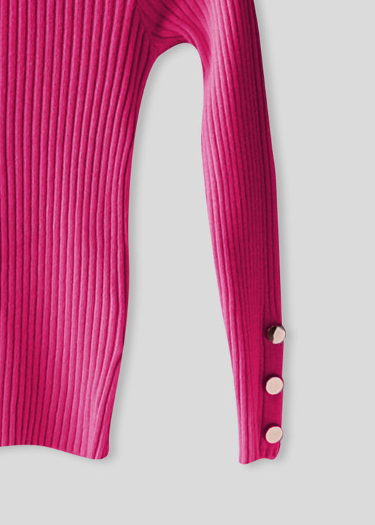 Gebeide Trui - Donkerroze