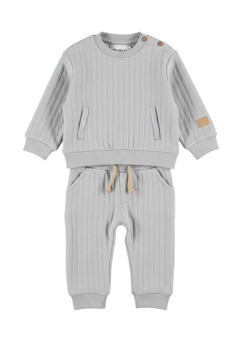 Dirkje 2-Delige Baby Set Lichtblauw – Rib Sweater & Broek