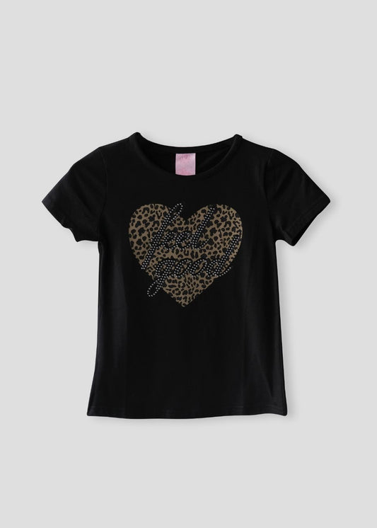 Leuk Zwart T-Shirt Met Panterprint Hart