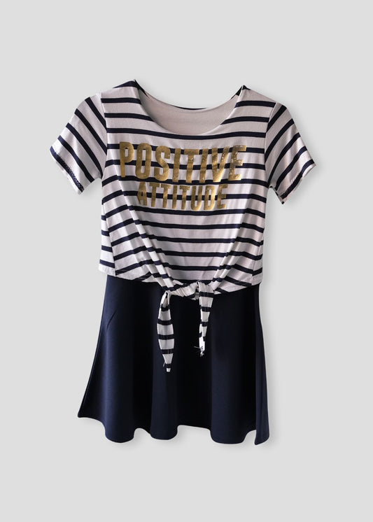 Gestreepte Jurk Met Gouden Print
