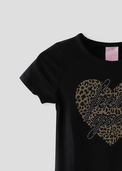 Leuk Zwart T-Shirt Met Panterprint Hart